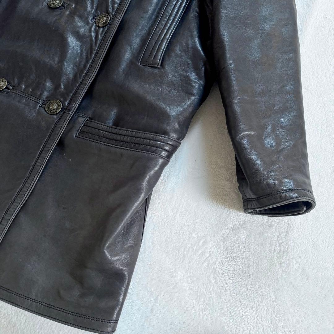 GIANNI VERSACE レザートレンチコート ダブル ロング丈　メデューサ
