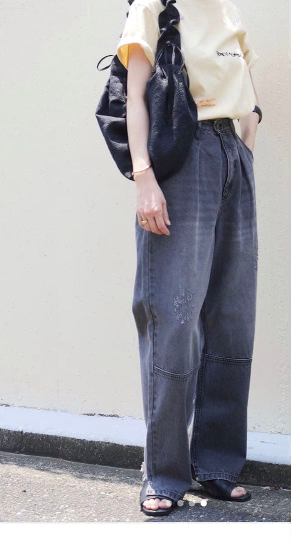 yenn グレー タッグワイドデニム 40 美品　定価26400