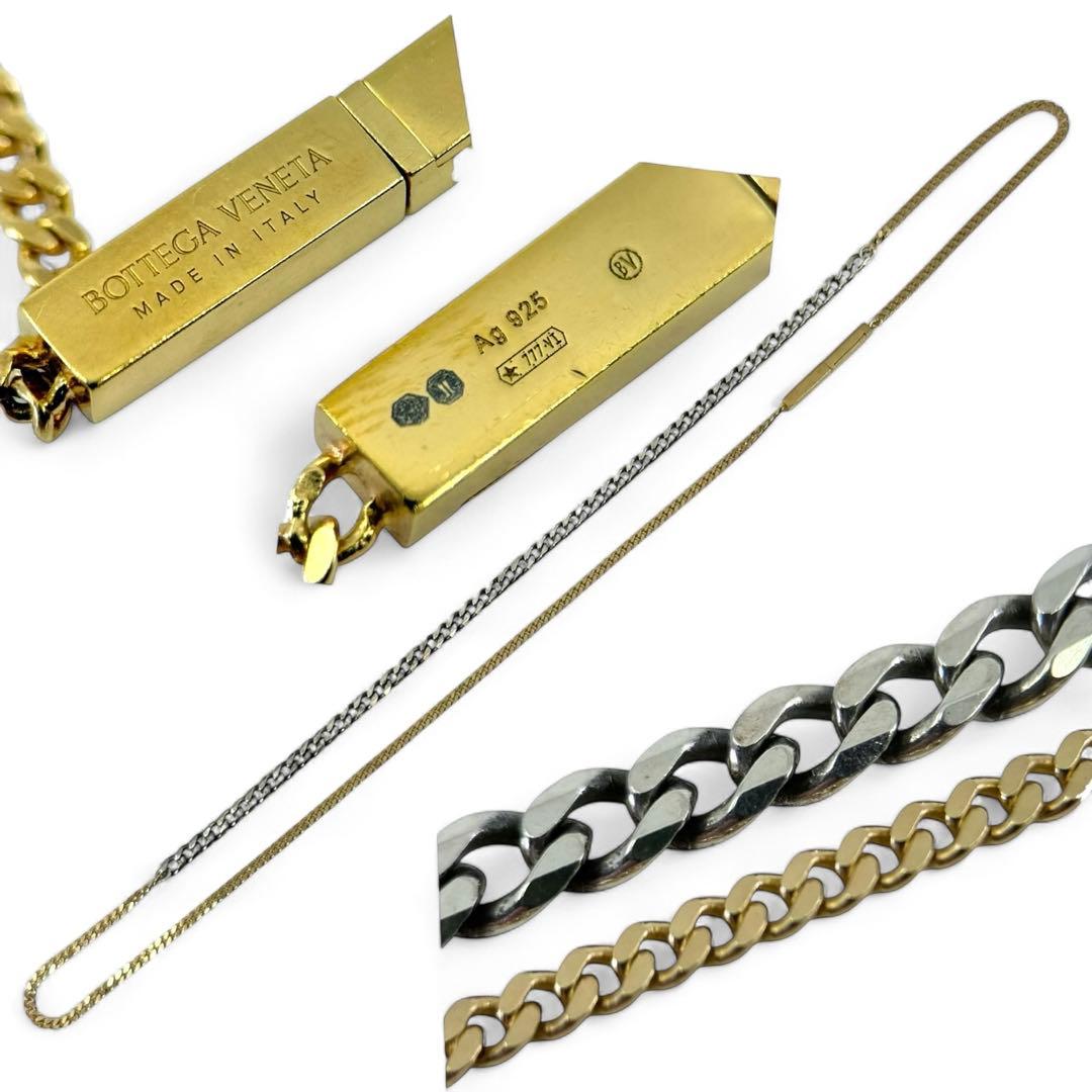 【美品】ボッテガヴェネタ　チェーン　プレート　ネックレス　バイカラー　ID