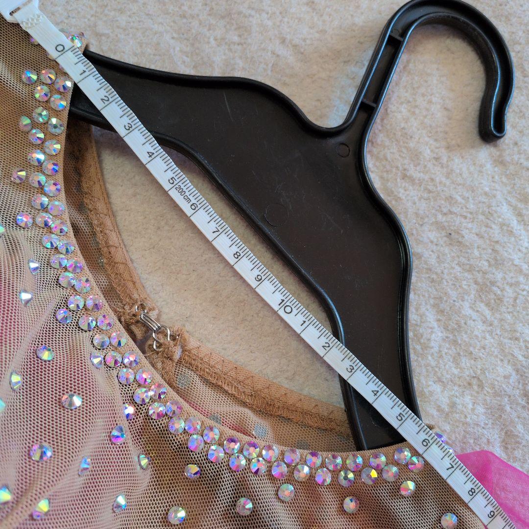 社交ダンス　スタンダードドレス　フューシャピンク　フラワープリント　S