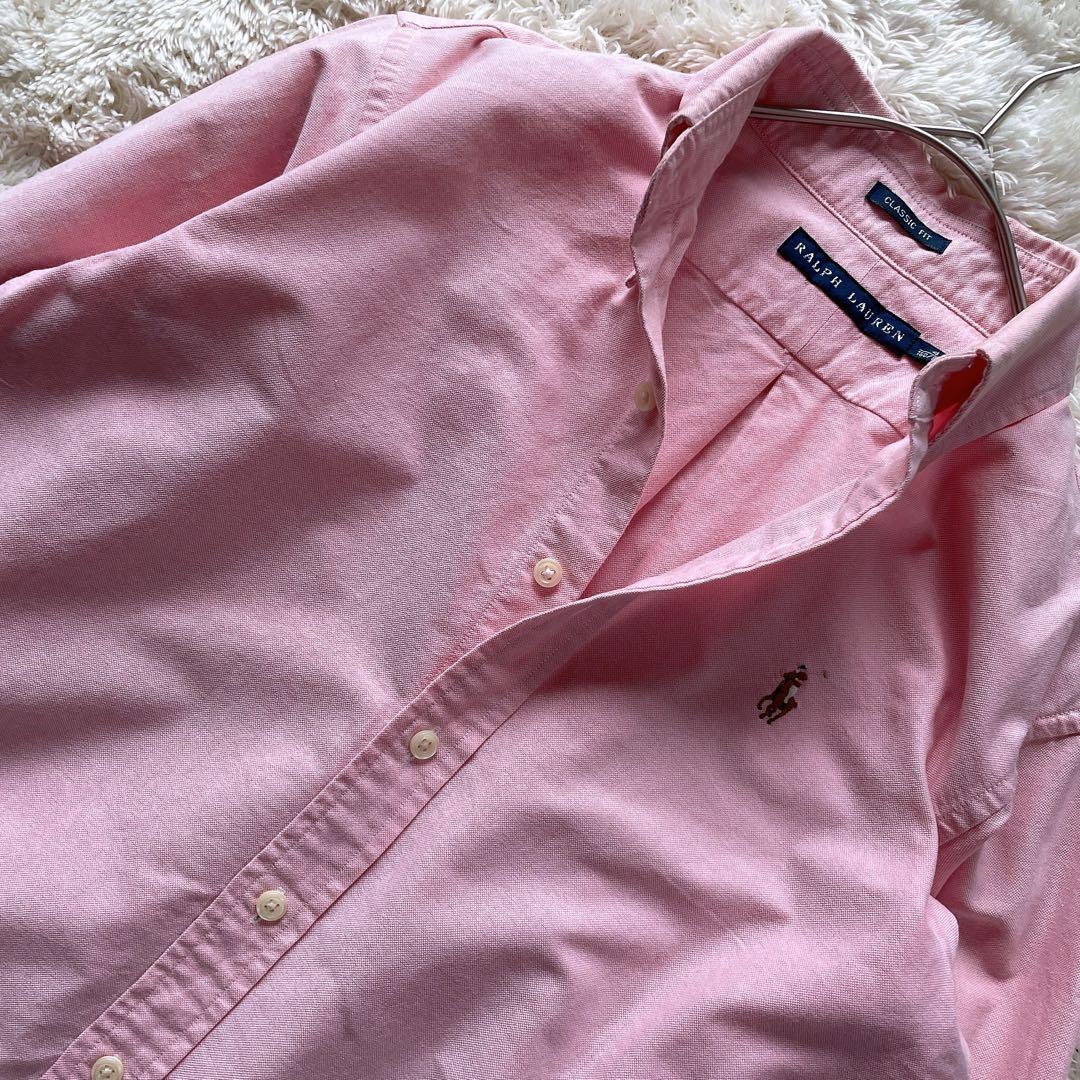 美品　ラルフローレン　M オックスフォードシャツ　　ポニー　ボタンダウン　ピンク