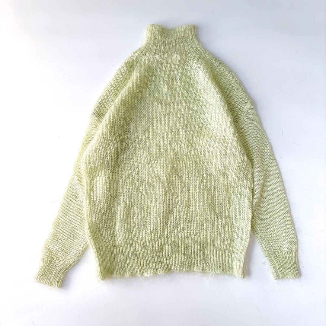 美品⁑ボールジィ　モヘヤシルク ハイネックニットプルオーバー　淡いグリーン　38