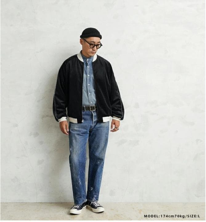 新品 Lサイズ WAIPER.inc 別珍 スーベニアジャケット スカジャン 黒