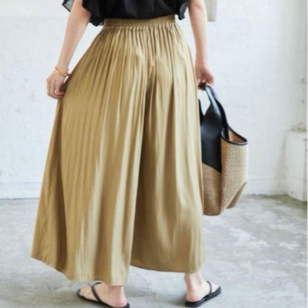 値下げ新品アーバンリサーチ割繊ラップギャザースカーチョ ベージュ