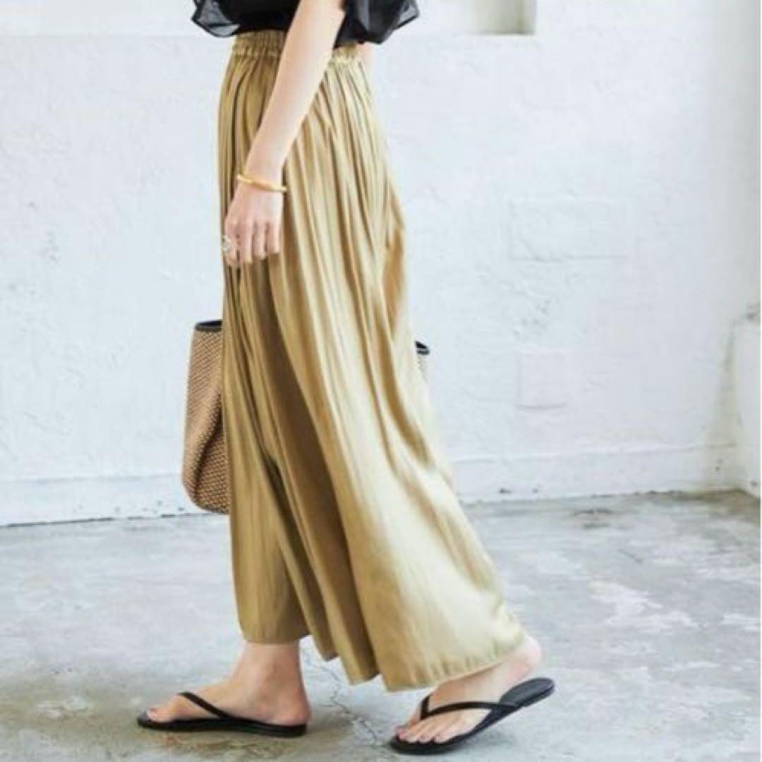 値下げ新品アーバンリサーチ割繊ラップギャザースカーチョ ベージュ