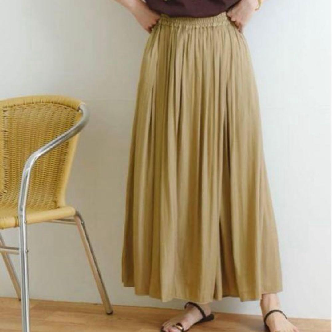 値下げ新品アーバンリサーチ割繊ラップギャザースカーチョ ベージュ