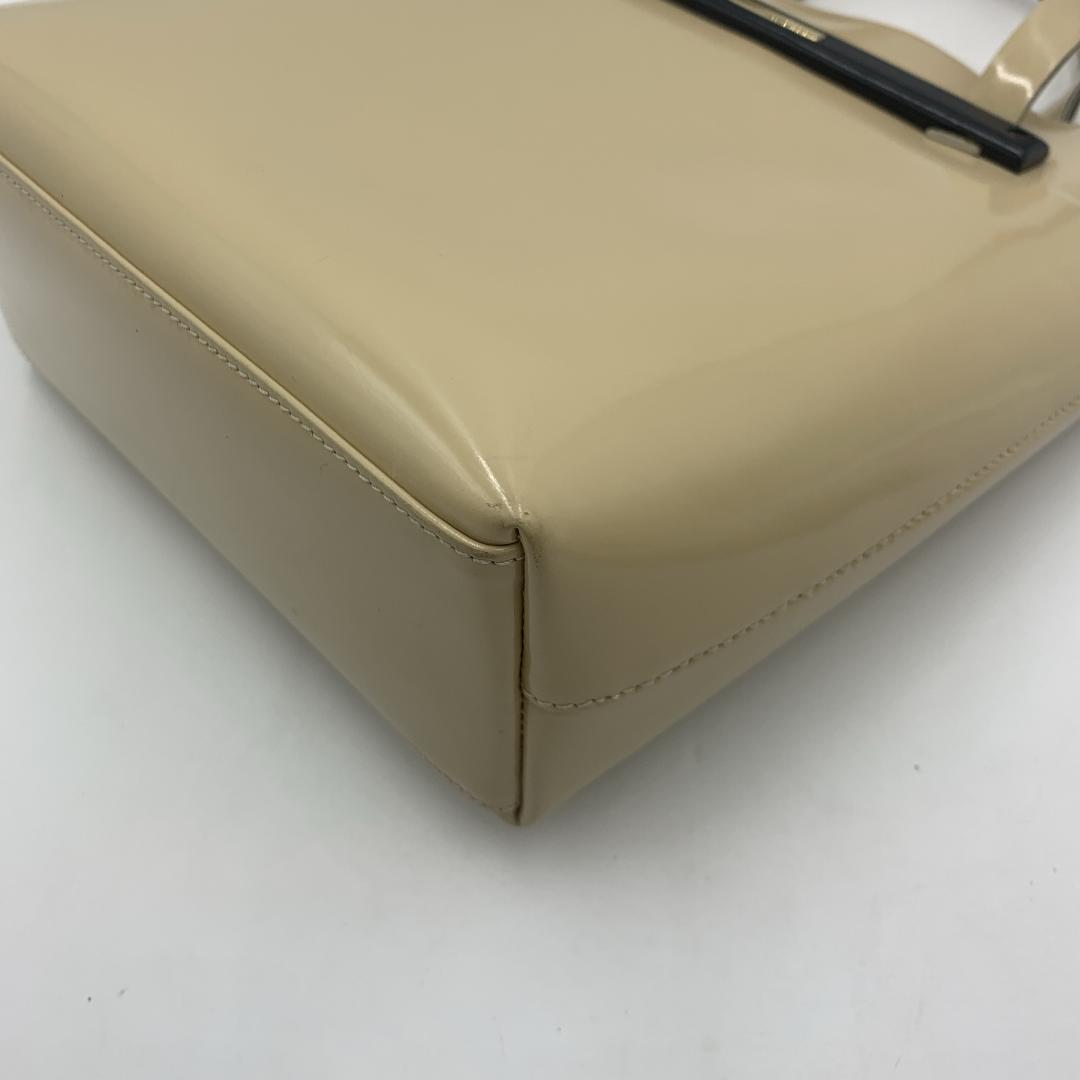 GUCCI グッチ ハンドバッグ トートバッグ エナメル ポーチ付き ベージュ