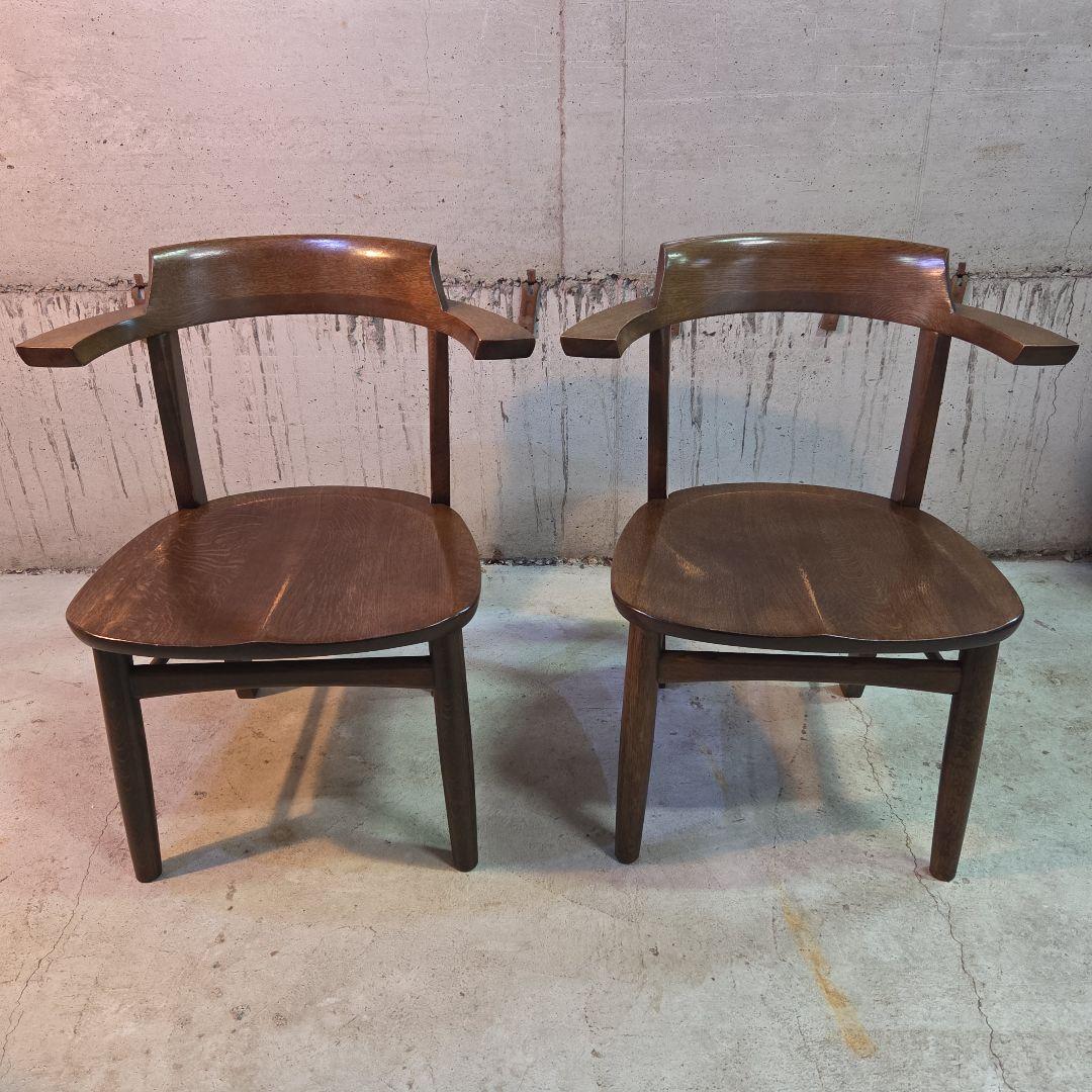 柏木工「ソフィー」 アームチェア 座面低め ダークブラウン ナラ材 2脚セット