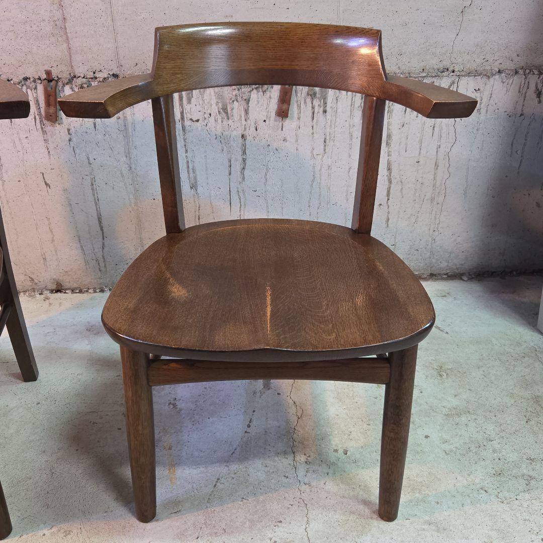 柏木工「ソフィー」 アームチェア 座面低め ダークブラウン ナラ材 2脚セット