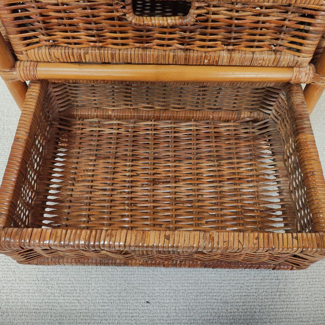 ラタン 籐家具 ヴィンテージ チェスト 昭和レトロ アーチ型 ラック 棚 5段