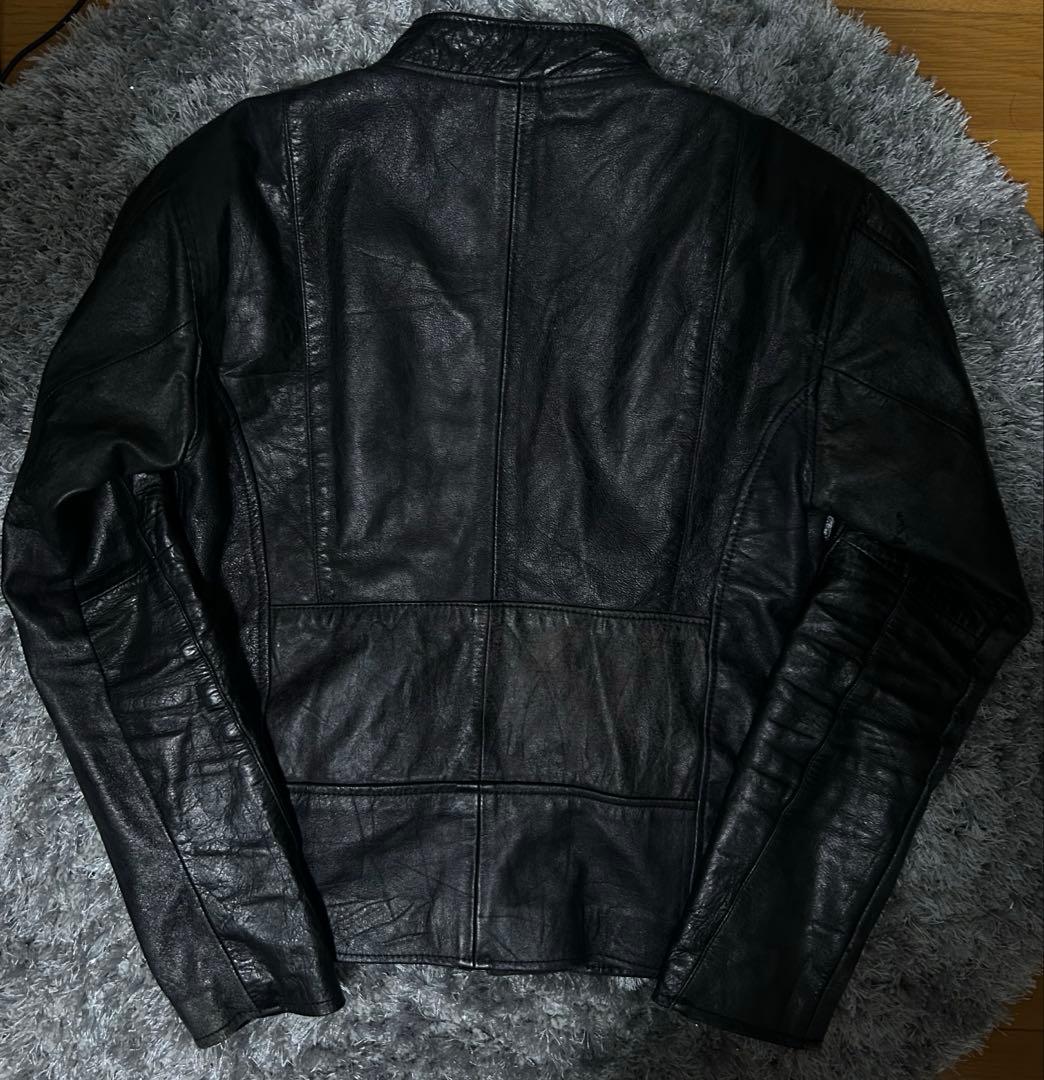 00s archiveブラックレザーシングルライダースジャケット 本革