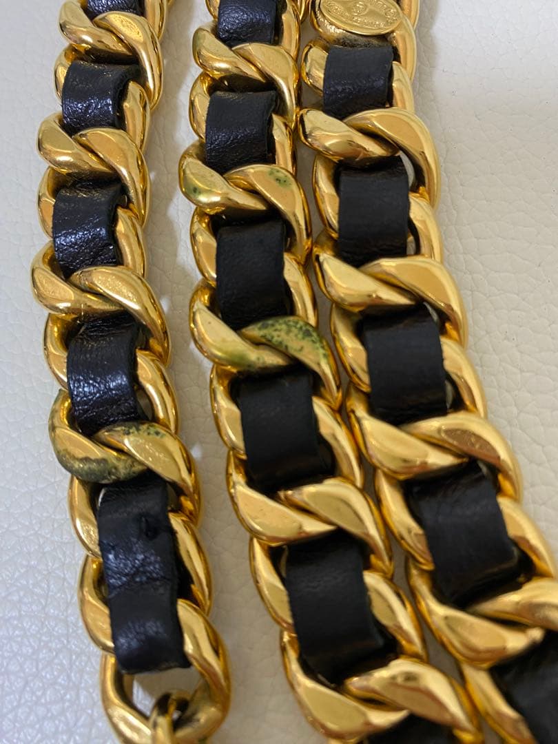 CHANEL シャネル チェーンベルト ココマーク メダル ゴールド×ブラック