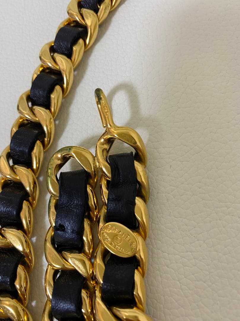 CHANEL シャネル チェーンベルト ココマーク メダル ゴールド×ブラック