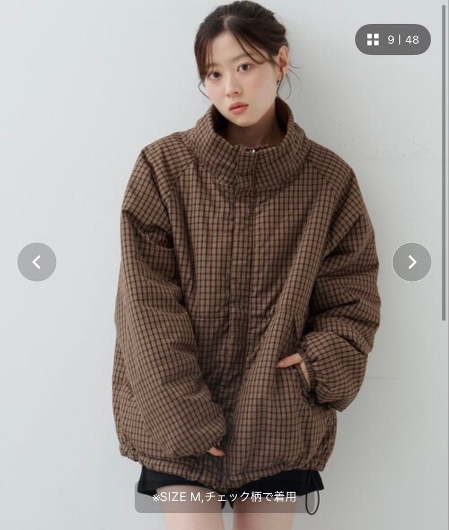 【♡♡♡さん専用】kastane チェック中綿リバーシブルアウター ブラウン　M