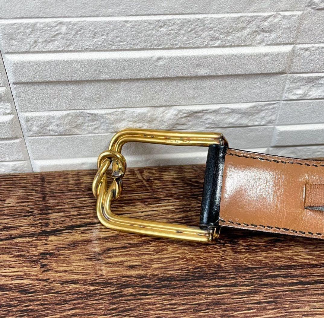 C*o様 エルメス レザー ゴールド金具 バックル ベルト ブラック ブラウン