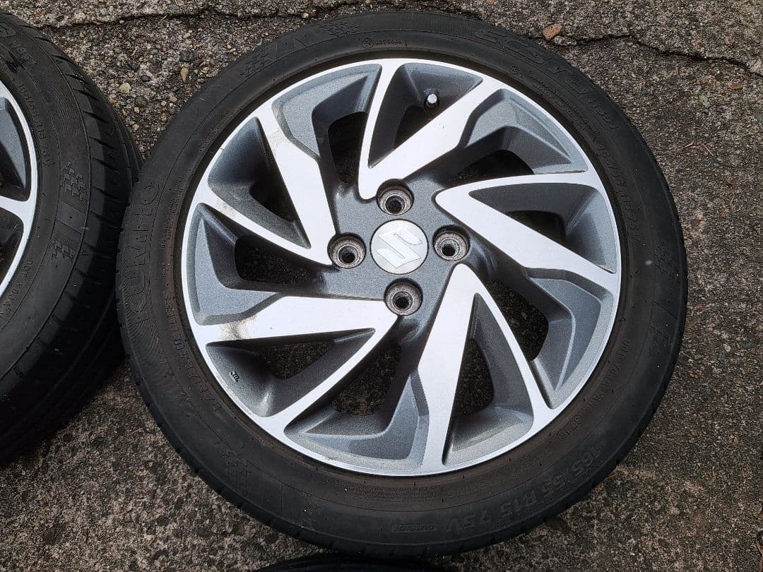 15×4.5J+45 4H100スズキ純正！+165/55R15×4送料￥900