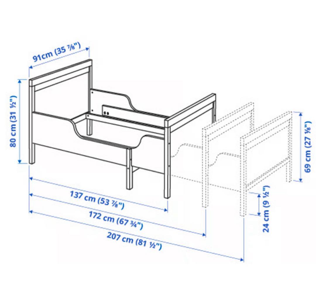 【引き取り専用】IKEA 子供用 伸長式ベッド ホワイト スンドヴィーク