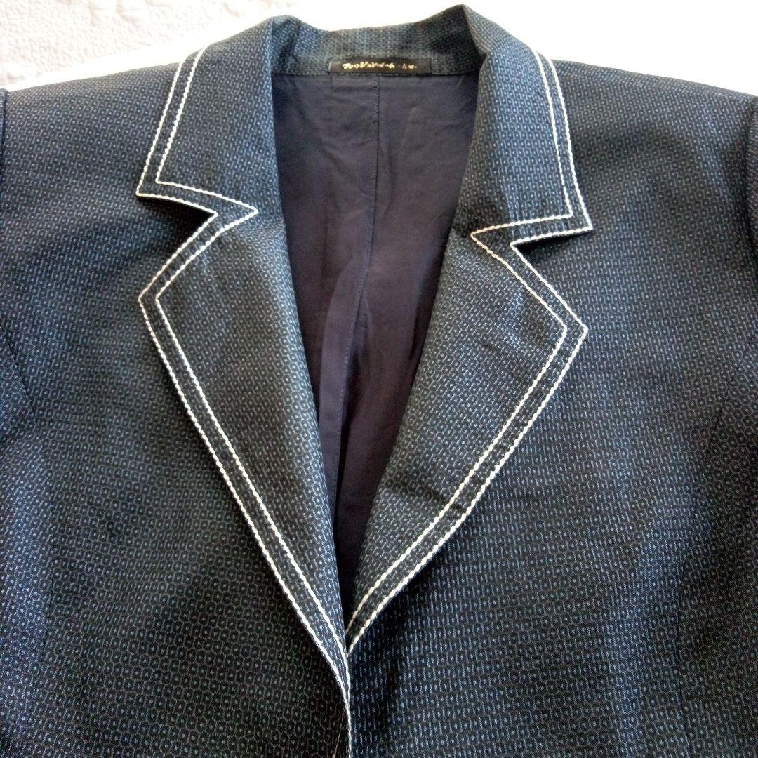 別注仕立て　大島紬ネイビー ジャケットとスカートのセット