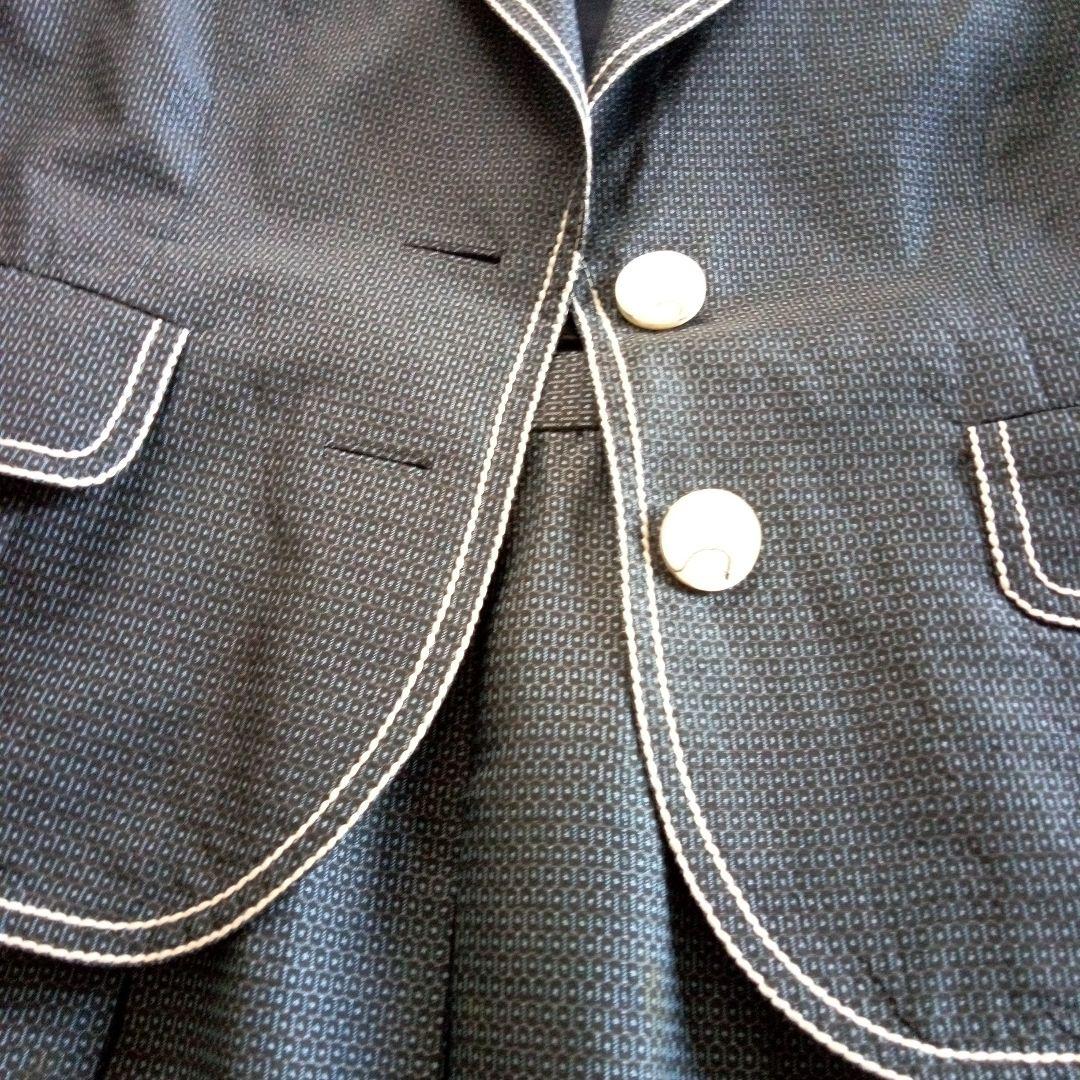 別注仕立て　大島紬ネイビー ジャケットとスカートのセット