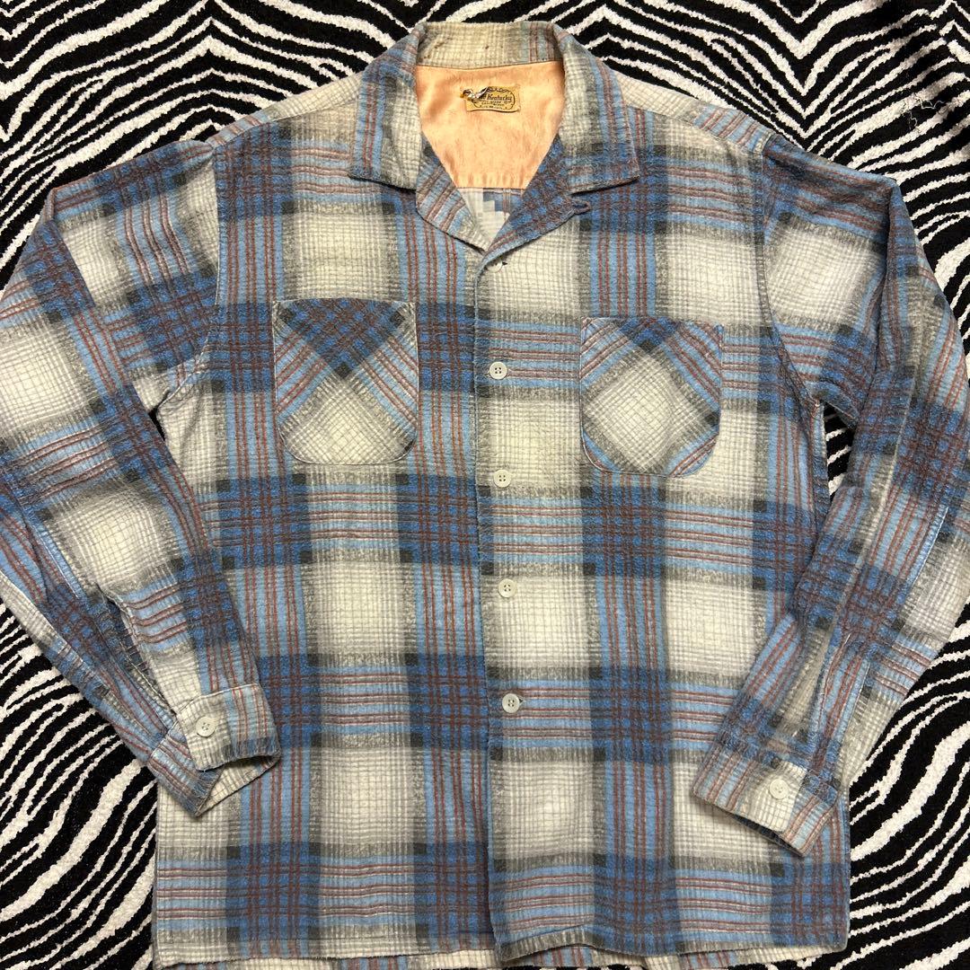 ビンテージ 50s プリント ネルシャツ vintage ロカビリー オンブレ