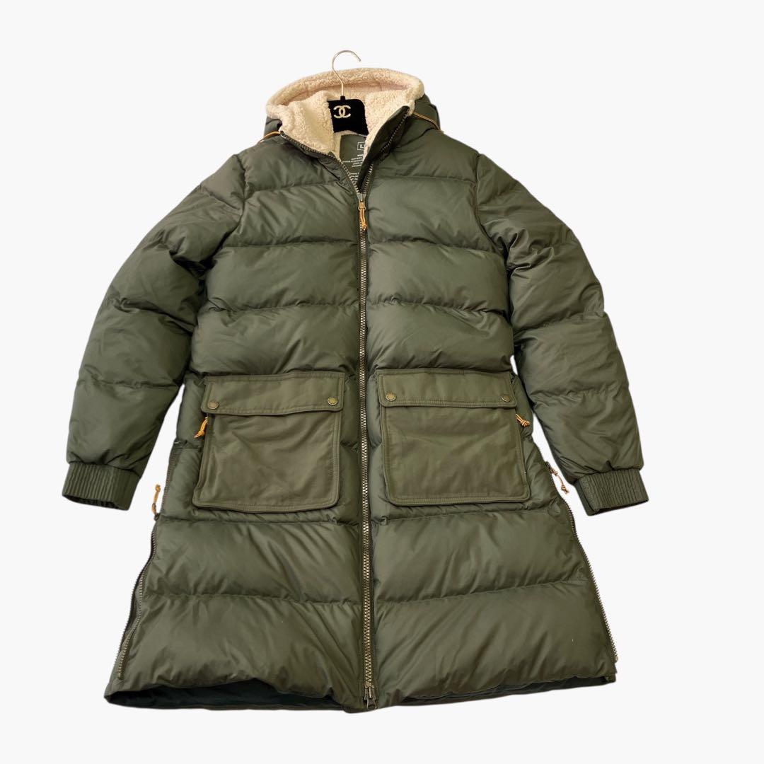 エルエルビーン ダウンコート ロング ボア フード カーキ L相当 レディース