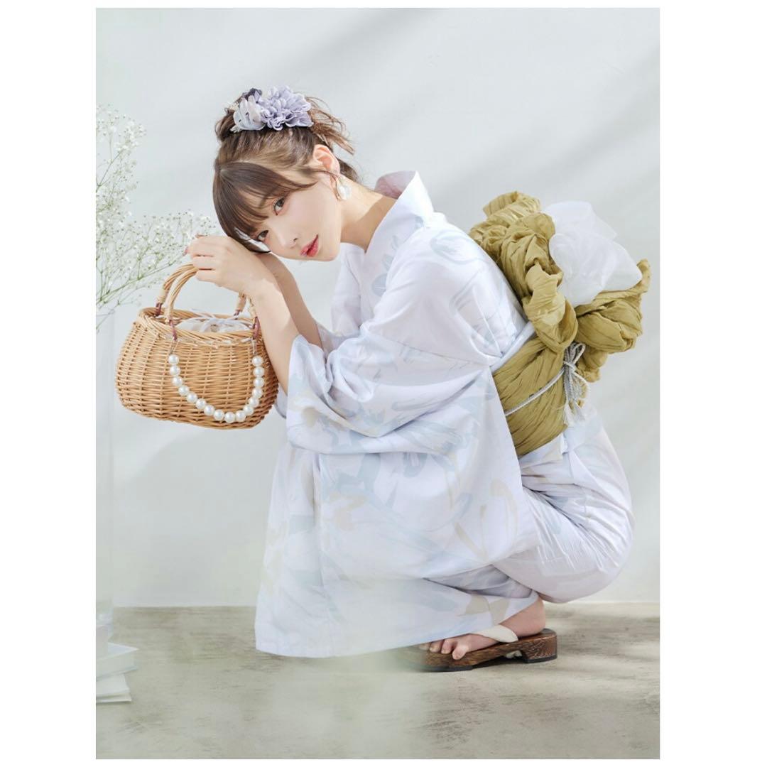 【タグ付き新品】Rちゃん ニュアンスフラワーベージュ浴衣 レディース