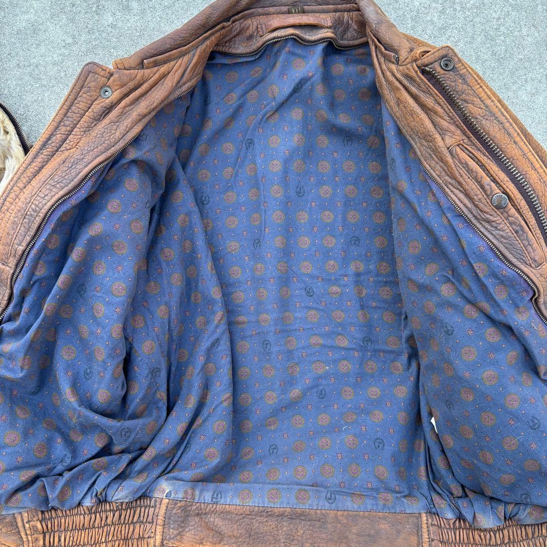 90'svintage レザーブルゾン ブラウン 短丈 ボアライナー アメカジ