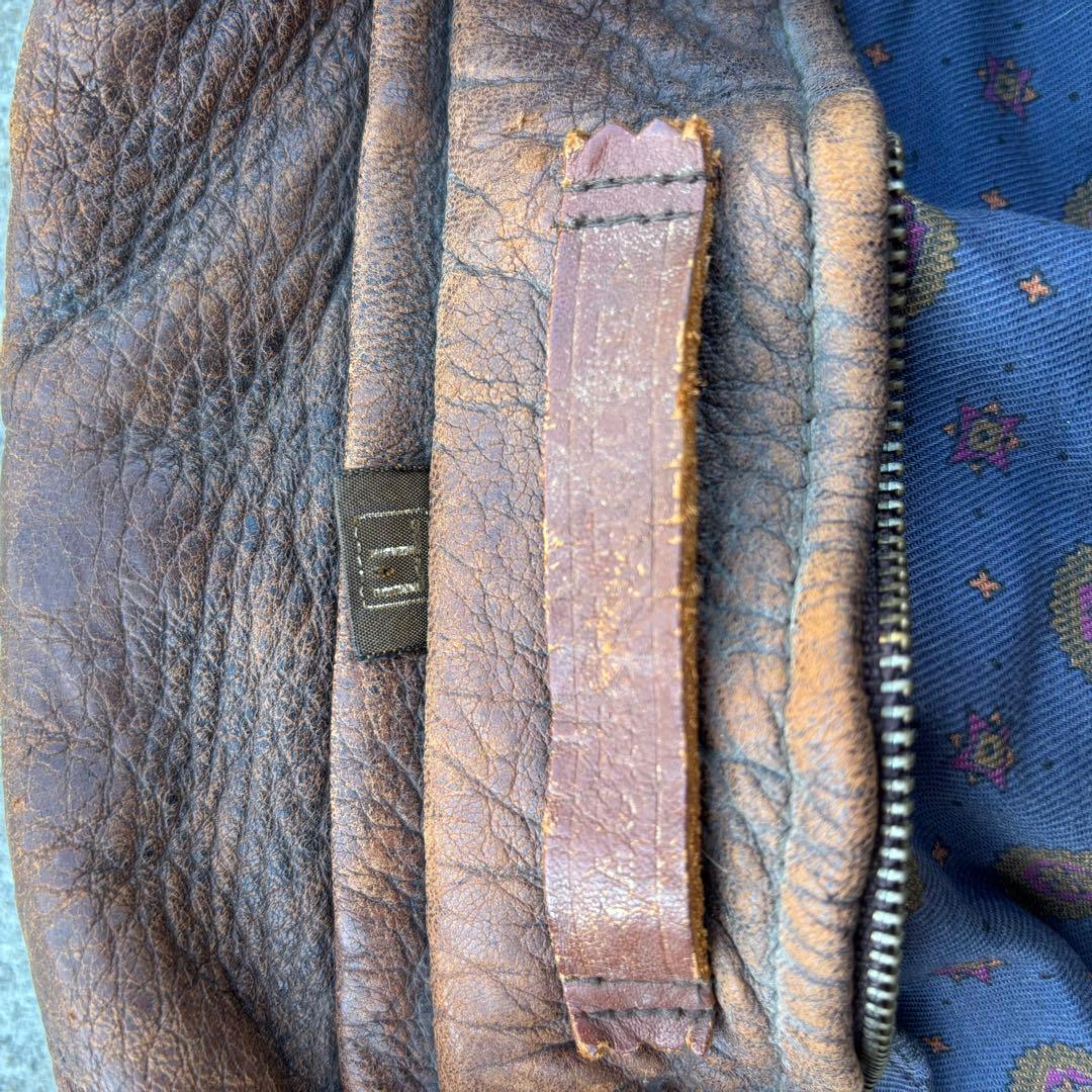 90'svintage レザーブルゾン ブラウン 短丈 ボアライナー アメカジ