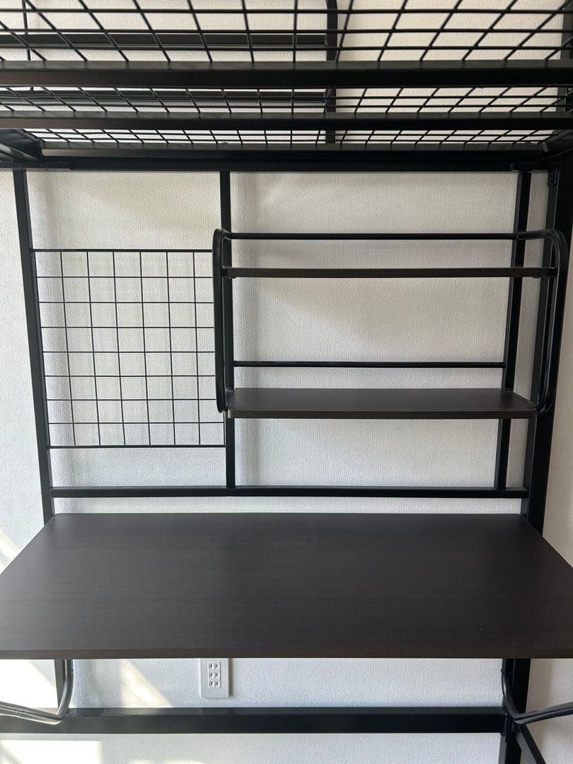 R　ニトリ　ロフトベッド ブラック デスク付き