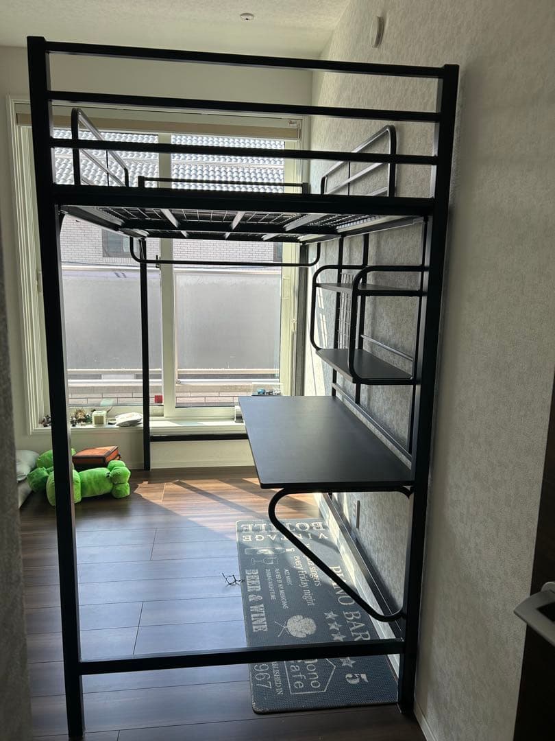 R　ニトリ　ロフトベッド ブラック デスク付き