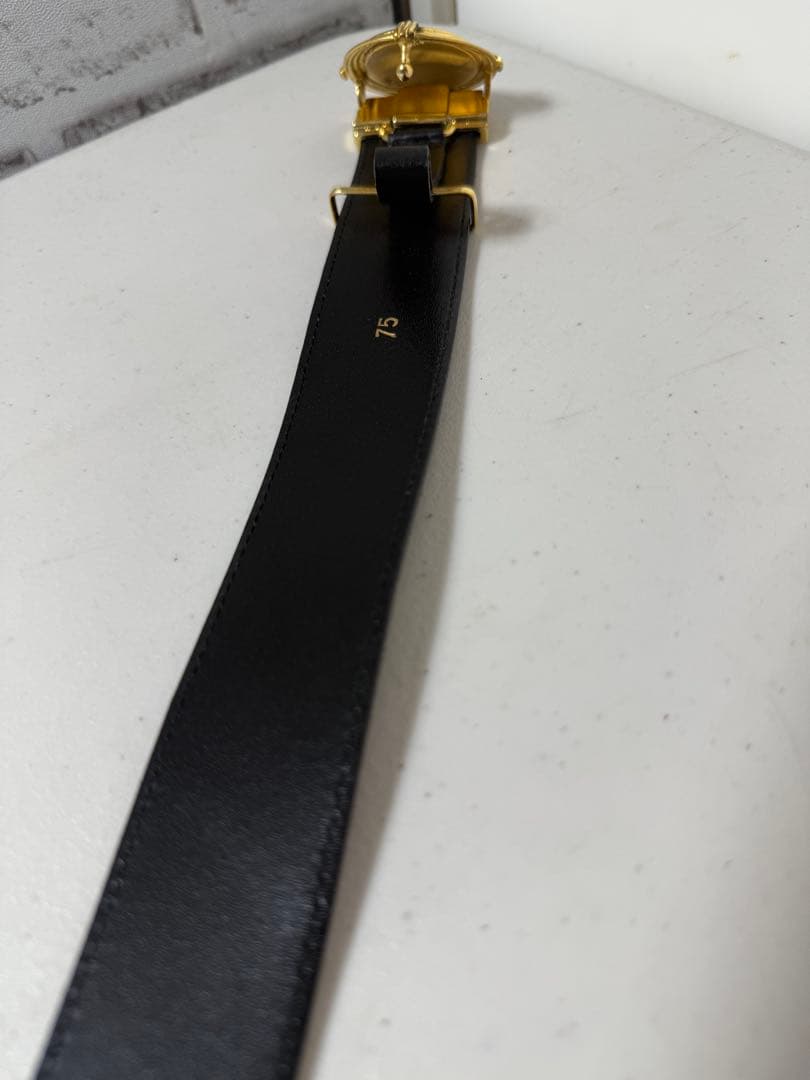 CELNE セリーヌ　ブラックスエードベルト 金色バックル