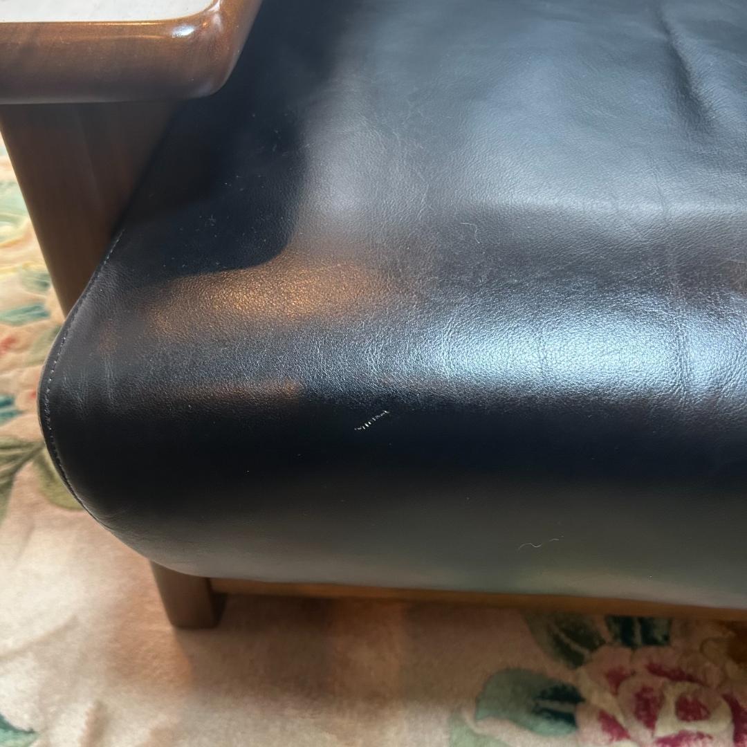 浜本工芸　黒本革レザー1人掛けソファ-b