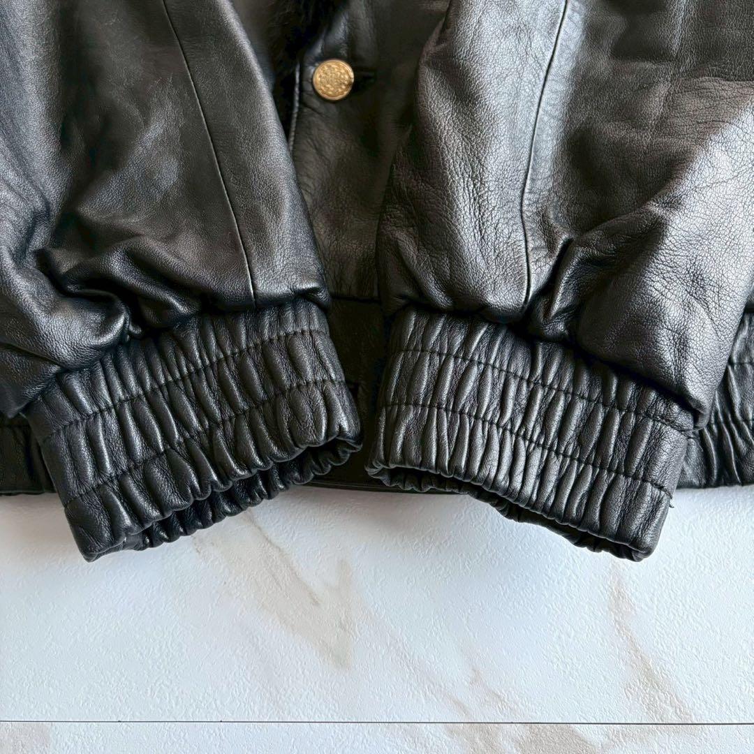 激レア◆ミンク×レザー ジャケット 本革 金ボタン 4Lサイズ リバーシブル