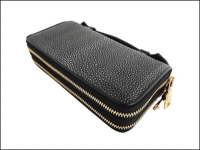 期間限定★ゴダン Wガルーシャエイ革 Wジッパー 取っ手付 長財布 8105BK