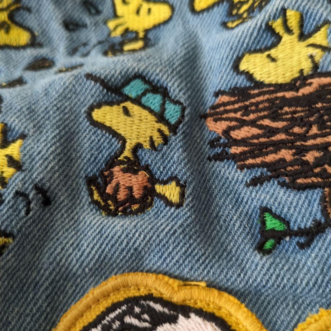 ③【新品】スヌーピー 刺繍デニムビッグバッグ (ウッドストック75周年)