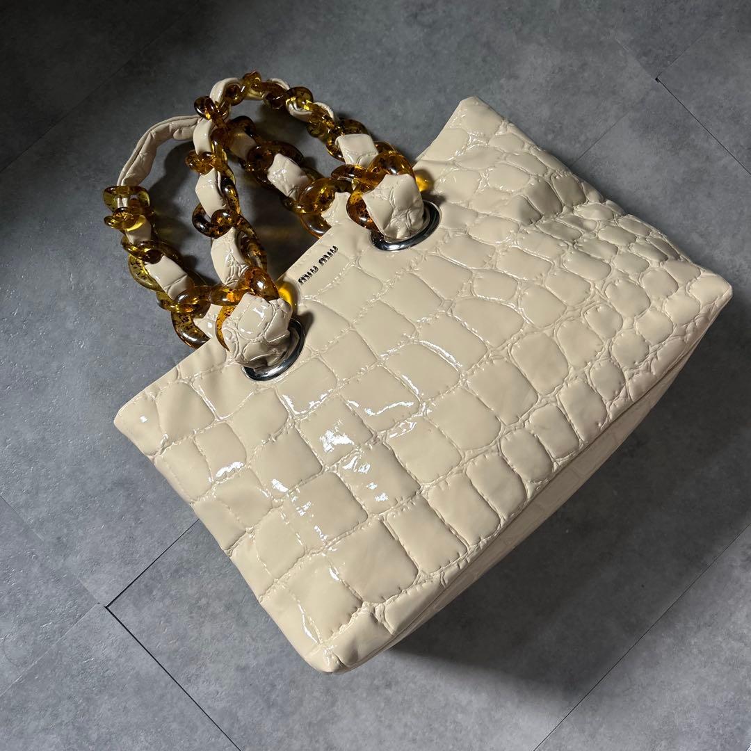 【希少モデル❗️】美品！vintage miumiu ハンドバッグ　ホワイト