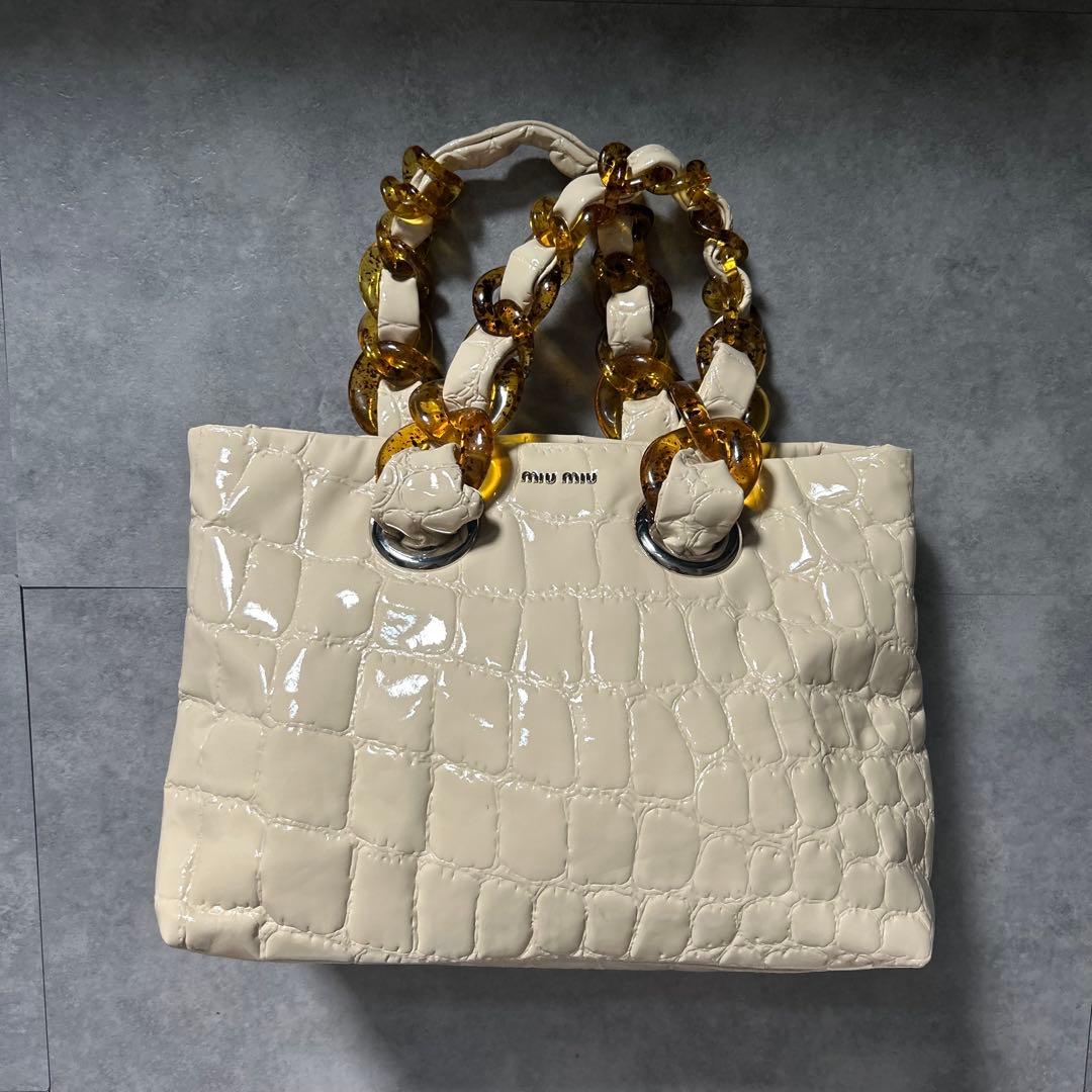 【希少モデル❗️】美品！vintage miumiu ハンドバッグ　ホワイト