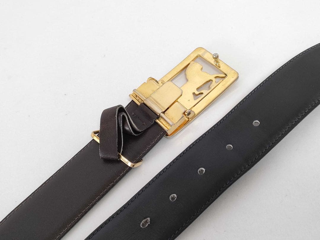 CELINE 馬車バックル レザーベルト ゴールド金具