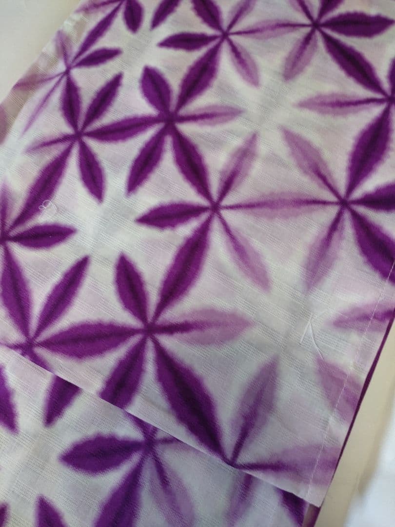 新品未使用　浴衣　雪花絞り調　有松鳴海絞り調　綿100%　夏着物　大人浴衣　紫