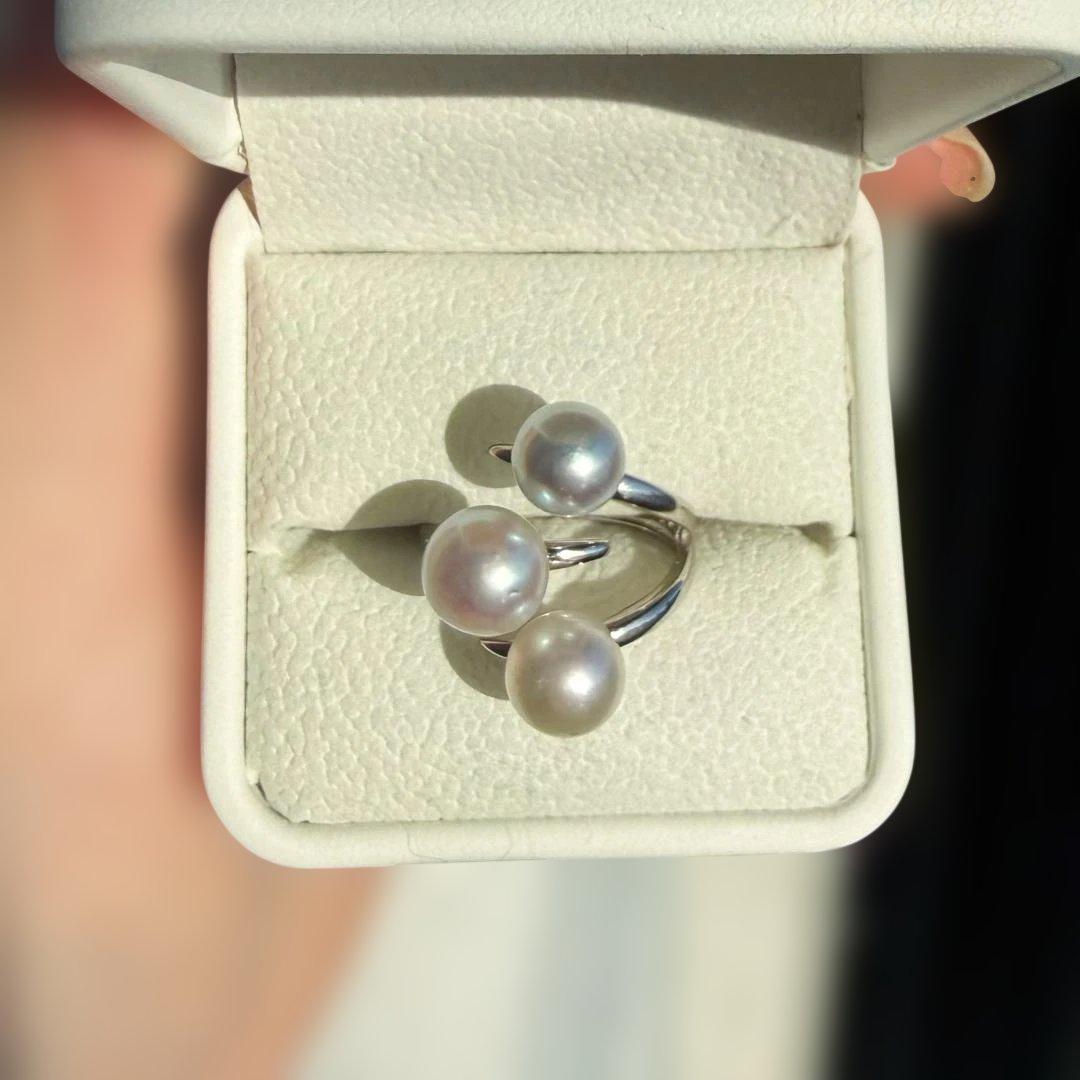 特✨希少アコヤ真珠 真多麻 3連パールリング SILVER925 | p.l.o