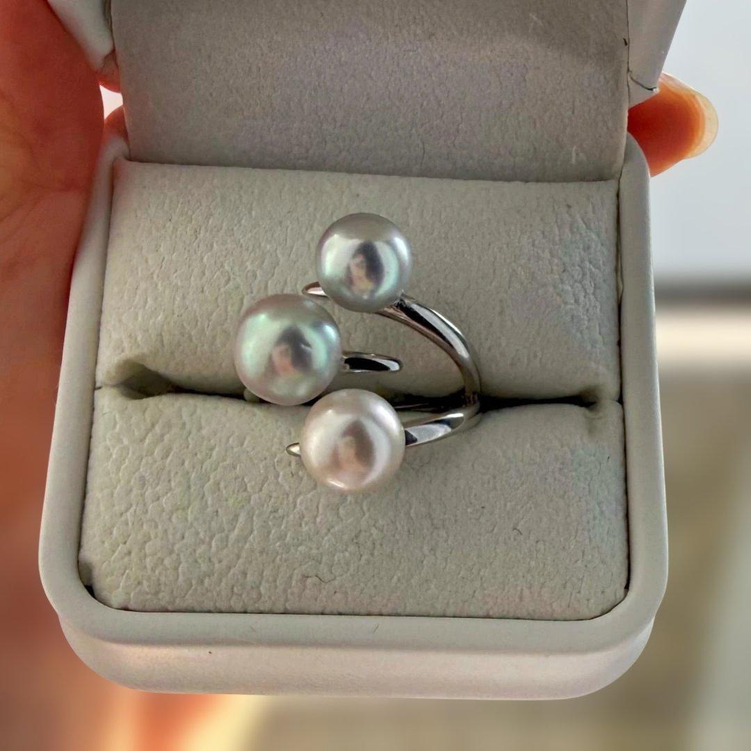 特✨希少アコヤ真珠 真多麻 3連パールリング SILVER925 | p.l.o