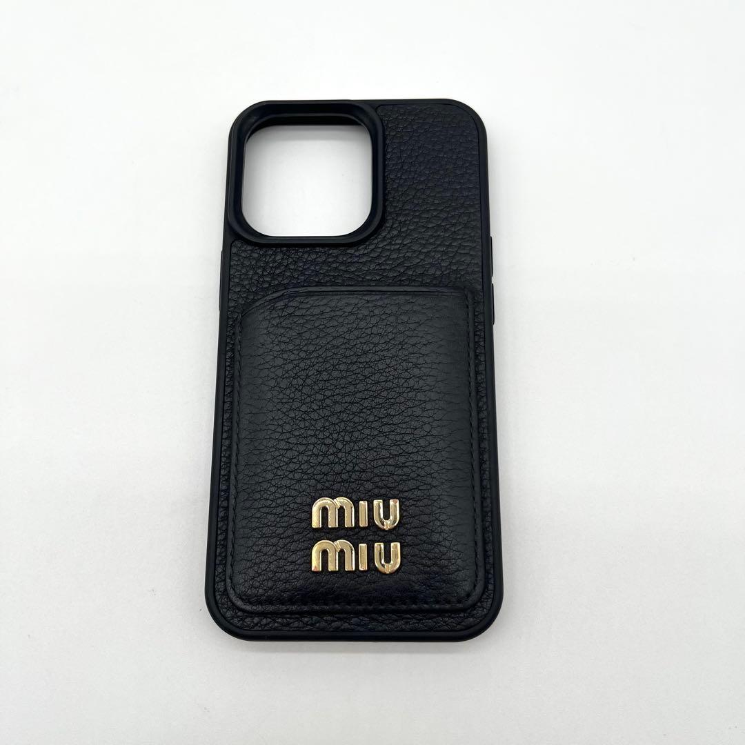 【美品✨Gカード付】MIU MIU iPhone13 Pro レザー ロゴ 黒