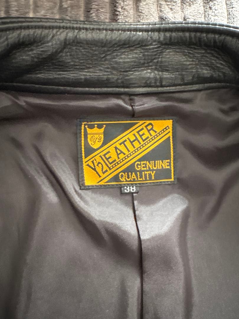 太*U様 Y2 LEATHER シングルライダースジャケット 38サイズ ブラッ