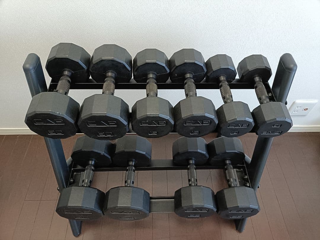 【発送不可・栃木県直接引取り限定】CAPダンベル10本ラック付き