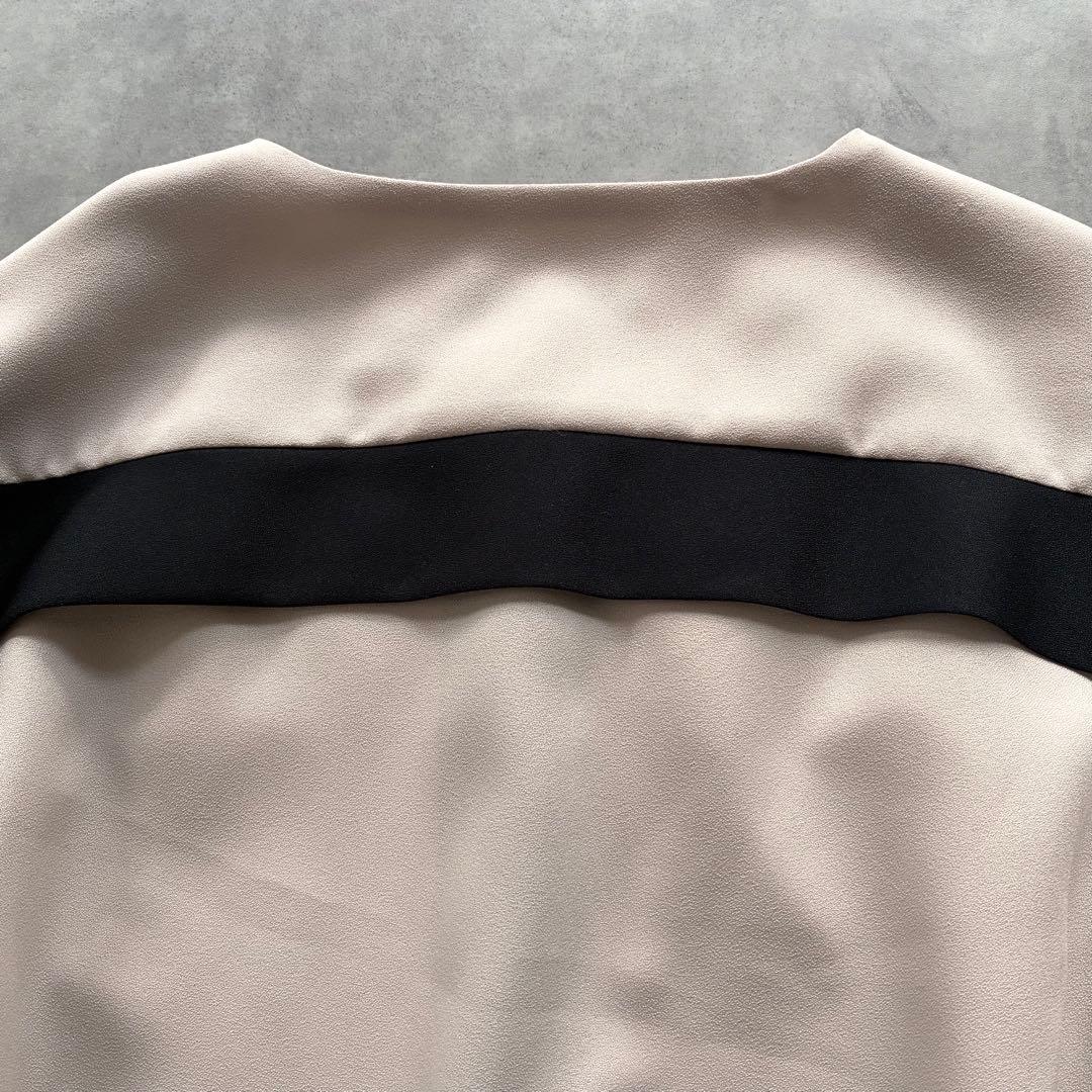 美品 アドーア バイカラー ジョーゼット ブラウス ライトベージュ 洗える 完売