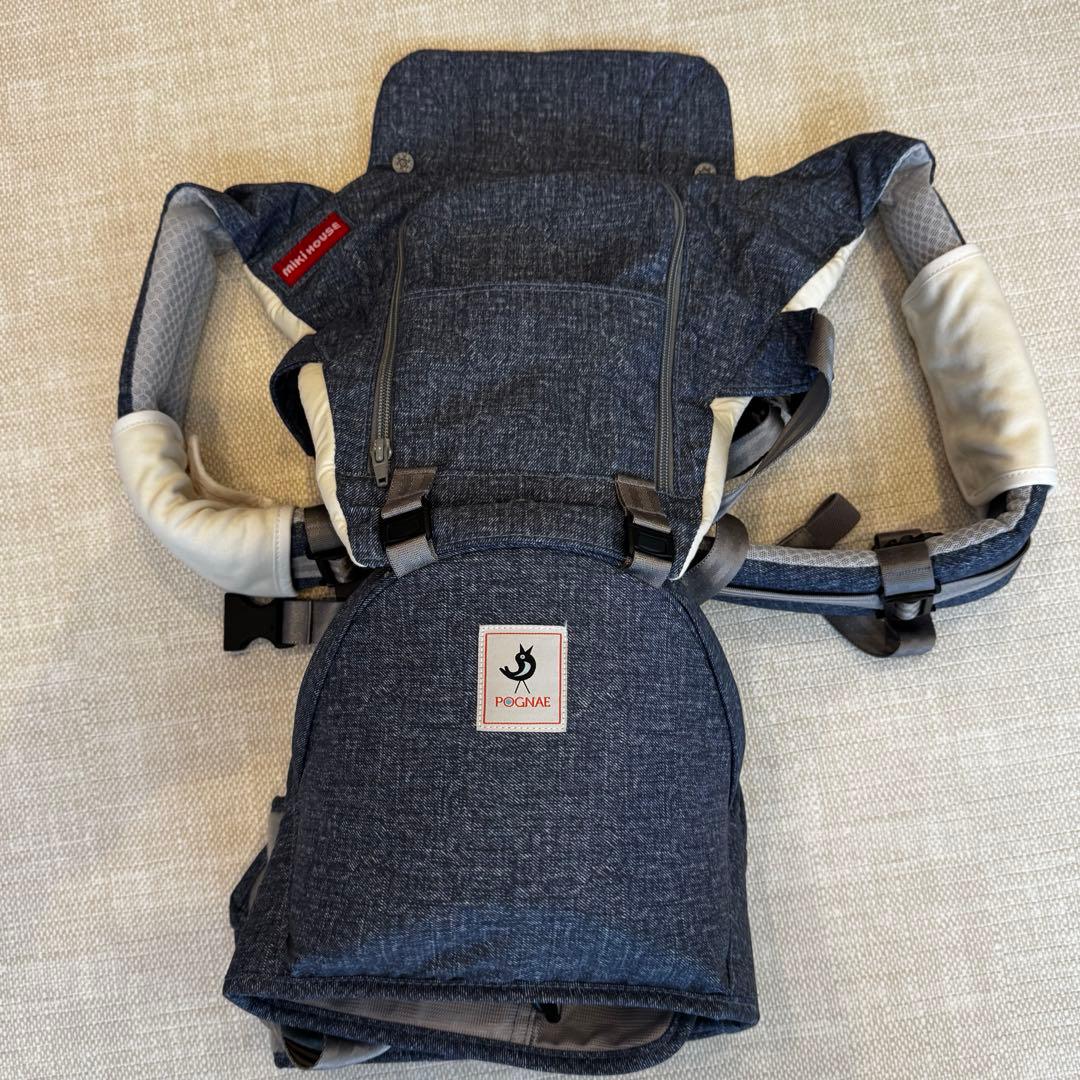 ミキハウス × ポグネー ベビーキャリア 抱っこ紐 デニム ヒップシート 箱無し