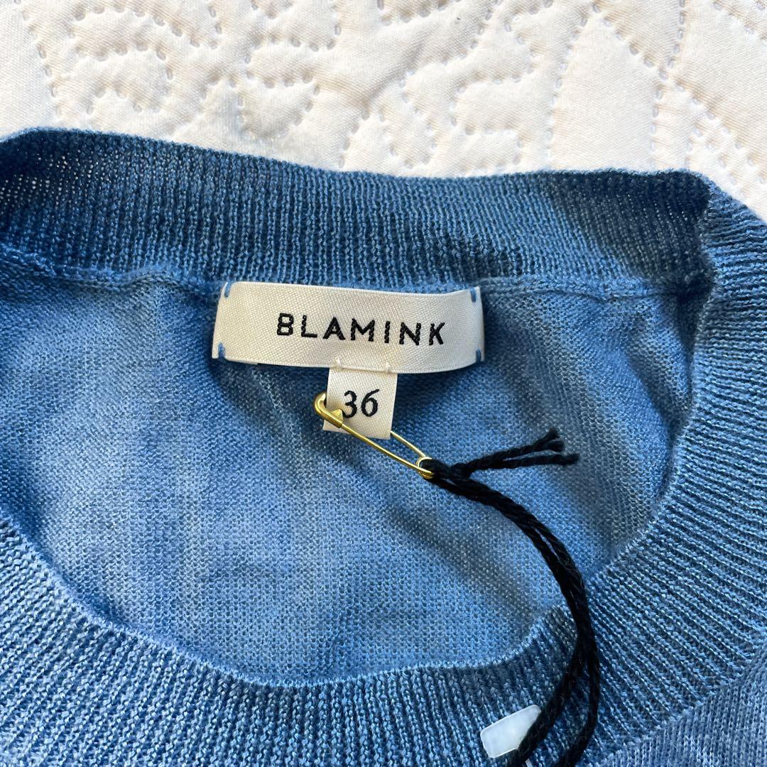 定価8万　新品未使用　ブラミンク　カシミヤ　シルク　ニットプルオーバー　36 青