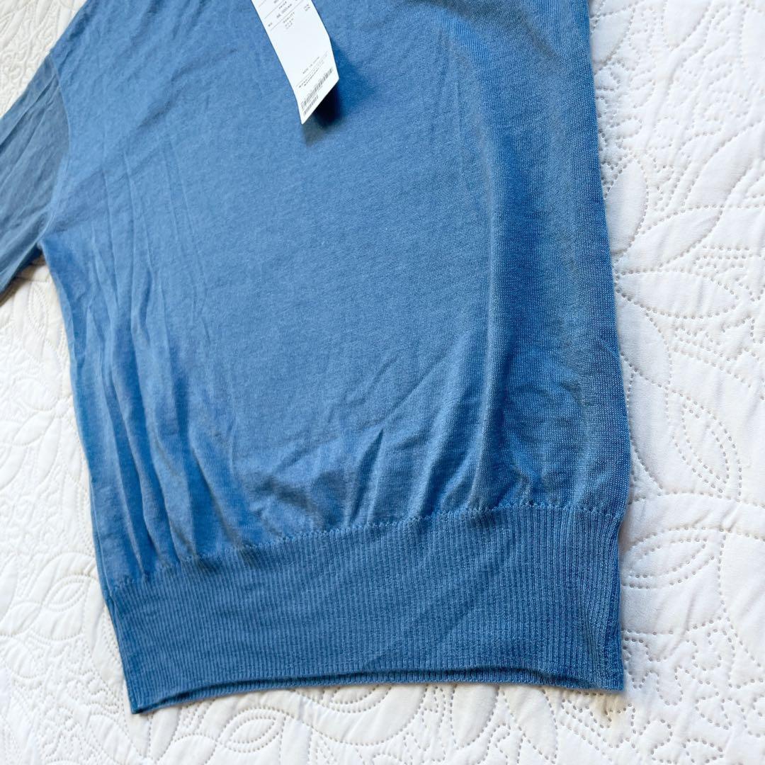定価8万　新品未使用　ブラミンク　カシミヤ　シルク　ニットプルオーバー　36 青