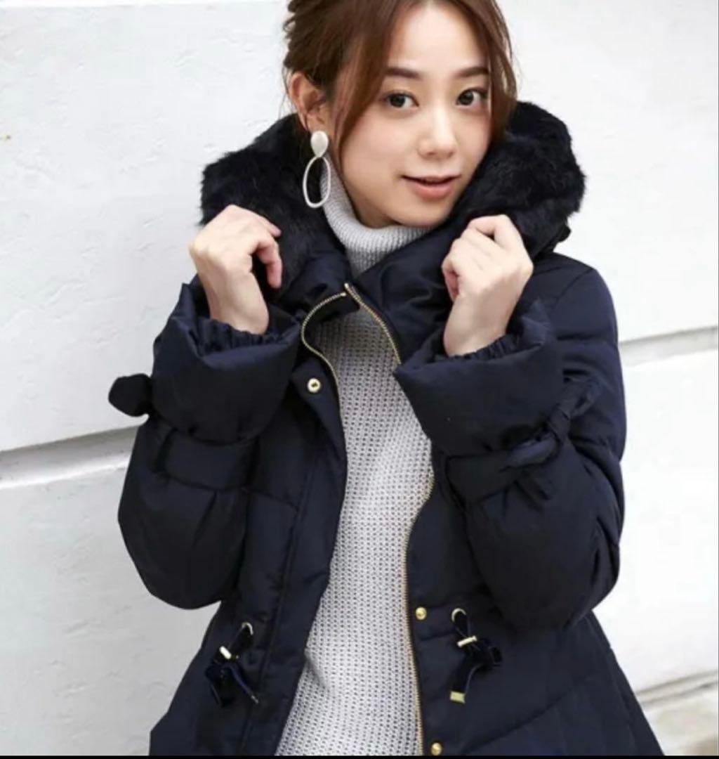 RUIRUE BOUTIQUE ラビットファーフードショート丈ダウンジャケット