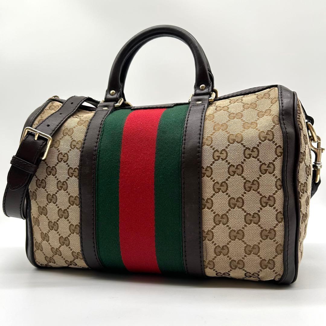 【極美品】GUCCI ボストンバッグ GGキャンバス シェリーライン 2way
